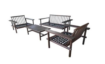 Stoel-Bank Loungeset Laruna Acaciahout Vintage Bruin /  Wit, Tuin en Terras, Tuinbanken, Verzenden, Nieuw