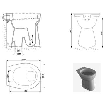 BWS Toiletpot Staand | Vlakspoel | Verhoogd 6 AO | Wit, Ophalen of Verzenden, Nieuw, Overige typen