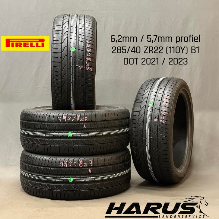 285/40/22 110Y B1 Pirelli zomerbanden 6,2/5,7mm profiel 4X, Auto-onderdelen, Banden en Velgen, Overige maten, Erkend duurzaam