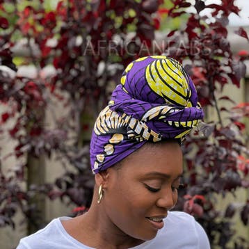 Afrikaanse Paarse bloemen hoofddoek - headwrap, Ophalen of Verzenden, Nieuw