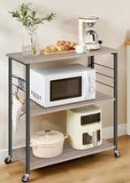 Keukentrolley met 3 Planken & Haken – Op Wielen, 89 cm, Verzenden, Nieuw