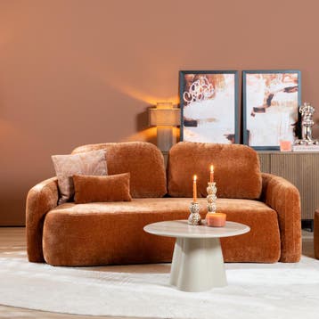 50% Korting: 2,5-zitsbank Vienna chenille terracotta, Huis en Inrichting, Ophalen, Zo goed als nieuw