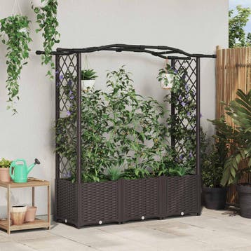 vidaXL Verhoogd Bed met Trellis en Dak Bruin 164 x 40 x 138, Verzenden, Nieuw, Minder dan 60 cm, 60 cm of meer