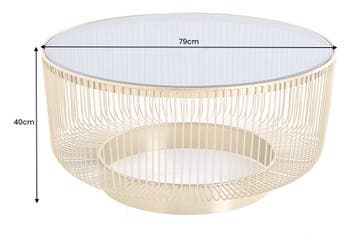 Salontafel VARIATION 80cm goud met zwart glas - 43233, Huis en Inrichting, Ophalen of Verzenden, Nieuw