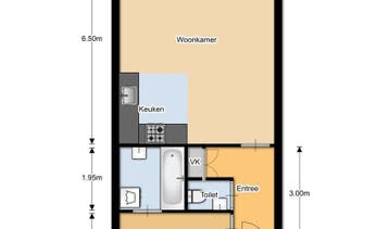 Te Huur 2 kamer Appartement Middellaan In Breda, Noord-Brabant, Direct bij eigenaar, Breda, Appartement