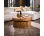Salontafel Sleek mangohout 90 cm - zandkleur, Huis en Inrichting, Tafels | Salontafels, Ophalen of Verzenden, Nieuw