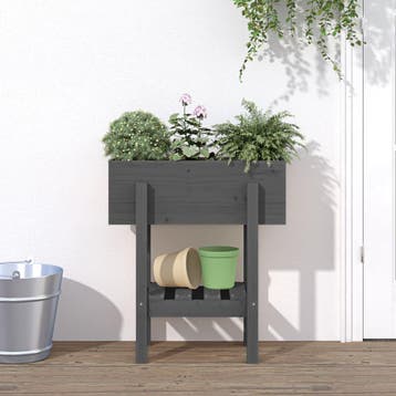 vidaXL Plantenbak 62x30x69 cm massief grenenhout grijs, Verzenden, Nieuw, 60 tot 100 cm, 60 cm of meer