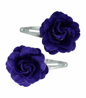 Haarspeld Klikklak 6cm - Roos Bloem - Vilt - Paars Blauw -, Nieuw