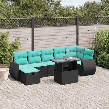 vidaXL 8-delige tuinbankset met kussens, zwart polyrotan, Tuin en Terras, Verzenden, Nieuw