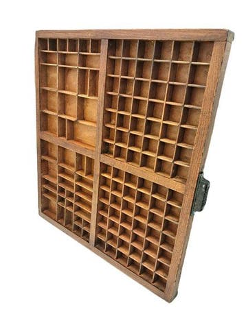 Vitrinekast - Printers tra - Hout - 57x 52 cm