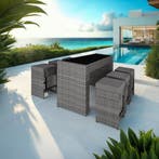 Aluminium rotan barset Ibiza 6+1 met beschermhoes - grijs, Verzenden, Nieuw