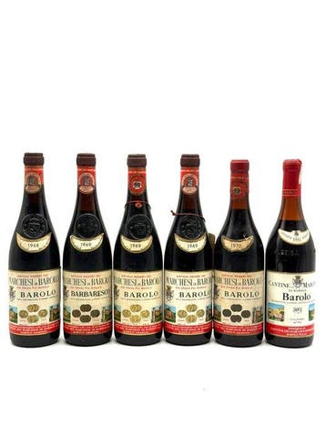 1968, 1969 x3, 1970 & 1981 Marchesi di Barolo - Barolo - 6, Verzamelen, Nieuw