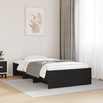 vidaXL Bedframe bewerkt hout zwart 90x200 cm, 90 cm, Eenpersoons, Verzenden, Zwart