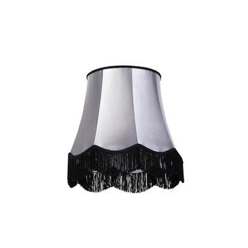 Zijden lampenkap zwart met grijs 45 cm - Granny, Huis en Inrichting, Lampen | Lampenkappen, Verzenden, Nieuw, Grijs, Retro