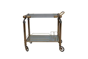 Vintage Hollywood Regency serveerwagen – messing en plexigla, Ophalen of Verzenden, Nieuw