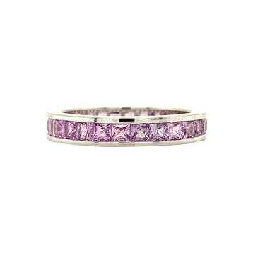 Witgouden alliance ring met roze saffier 18 krt, Verzenden, Zo goed als nieuw, Goud