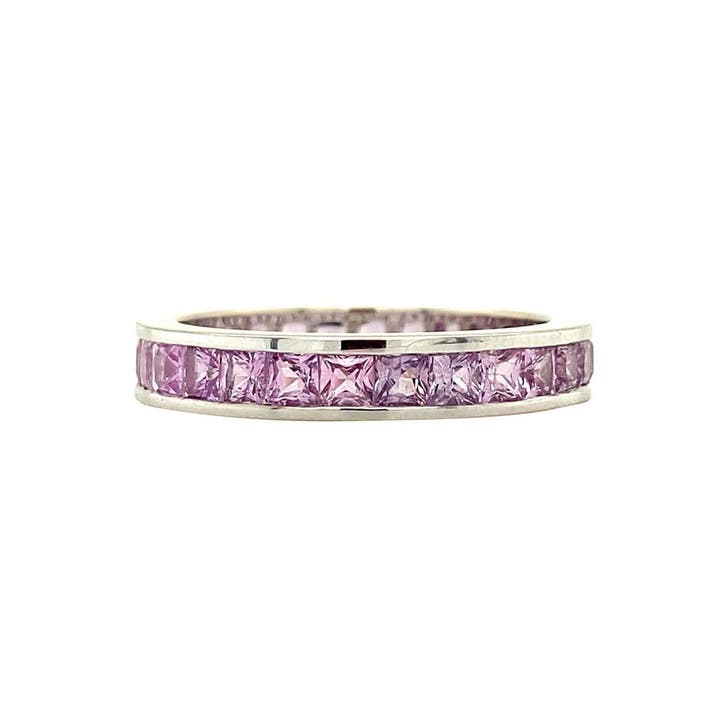 Witgouden alliance ring met roze saffier 18 krt, Sieraden, Tassen en Uiterlijk, Ringen, Goud, Zo goed als nieuw, Verzenden