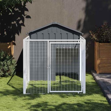 vidaXL Hondenhok met dak 117x201x123 cm gegalvaniseerd staal, Verzenden, Nieuw