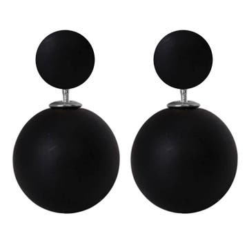 Fako Bijoux - Oorbellen - Double Dots - Parel - Mat Zwart, Verzenden, Nieuw