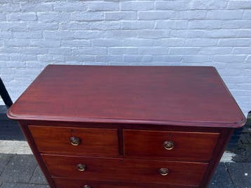 antiek Engels mahonie 5- ladekast 104 x 49, hoog 109 cm, Antiek en Kunst