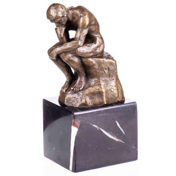 Figuur - Bronzefigur Der Denker nach Rodin - Brons, Marmer