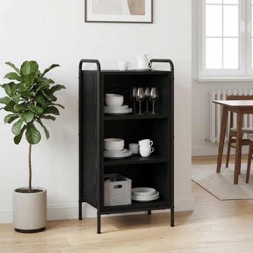 vidaXL Dressoir Zwart eiken 97 x 33 x 81 cm Bewerkt hout, Verzenden, Nieuw, Overige houtsoorten, Minder dan 50 cm