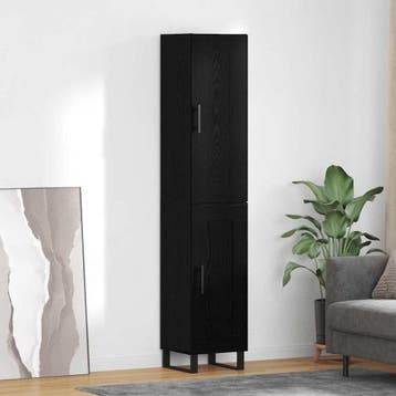 vidaXL Highboard Zwart Eiken 34,5 x 34 x 180 cm Bewerkt hout, Minder dan 50 cm, Verzenden, Nieuw, Minder dan 100 cm