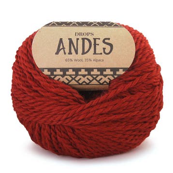 DROPS Andes Uni Colour - 3946 rood - Wol Garen, Ophalen of Verzenden, Nieuw
