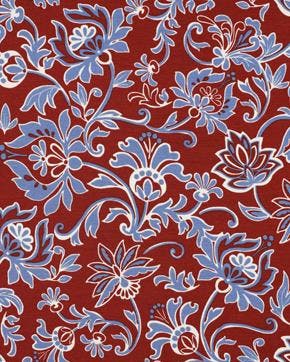Punta Di Roma Paisley Bloemen Bordeaux/Blauw, Hobby en Vrije tijd, Stoffen en Lappen, Blauw, Nieuw
