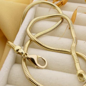 Gouden slangenschakel ketting, Ophalen of Verzenden, Gebruikt, Goud, Goud