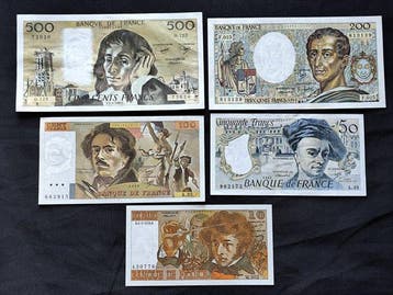 Frankrijk. - 5 Banknotes - Various Dates (Zonder