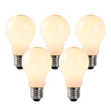 Set van 5 dimbare E27 LED lampen opaal glas 4W 320 lm 2200K, Verzenden, Nieuw
