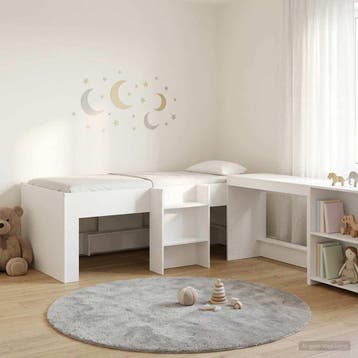 vidaXL Hoge Bed Frame met Bureau voor Kinderen 2 st Wit, Huis en Inrichting, Slaapkamer | Bedden, Verzenden, Nieuw, Wit, Hout