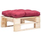 vidaXL Tuinpoef met rood kussen pallet hout naturel, Verzenden, Nieuw