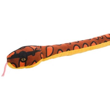 Pluche slang knuffel - bruin/geel - 137 cm - regenboogboa, Verzenden, Nieuw