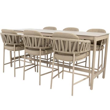 Calma high dining tuinset 7 delig latte aluminium rope, Ophalen of Verzenden, Nieuw