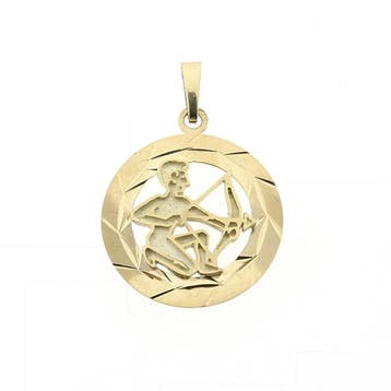 Gouden sterrenbeeld hanger; Boogschutter (Hanger of bedel), Ophalen of Verzenden, Gebruikt, Goud, Overige merken