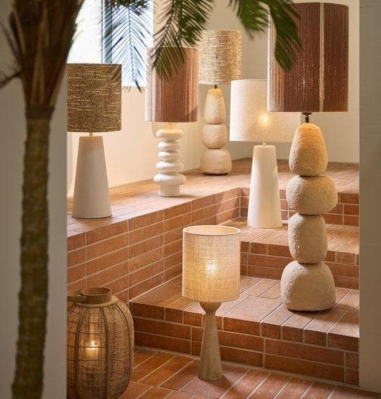 2dekans | Light & Living Tafellamp Marree - Papier Maché -, Huis en Inrichting, Lampen | Tafellampen, Zo goed als nieuw, Ophalen of Verzenden