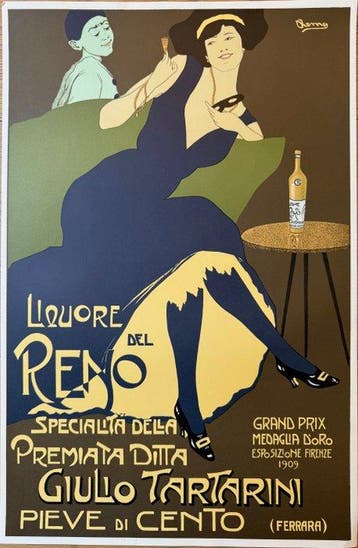 Remo Branca - Poster Pubblicitario Liquore del Reno-Remo, Antiek en Kunst, Kunst | Tekeningen en Foto's