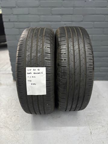 215/60/16 CONTI ECOCONTACT 6 5,5MM 2 STUKS €120,- (1721), Ophalen, 16 inch, Band(en), Personenwagen