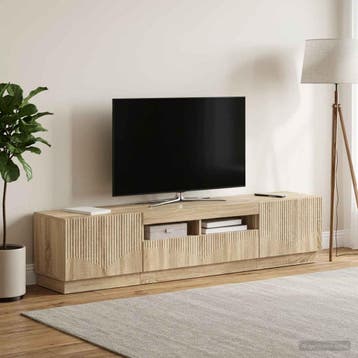 vidaXL LED tv-meubel HOORN 3 st Sonoma Eiken Bewerkt hout, Minder dan 50 cm, Verzenden, Nieuw, Minder dan 100 cm