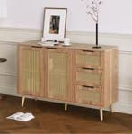 Rotan Dressoir 120 cm – Vintage Kast met 2 Deuren & 3 Lades, Verzenden, Nieuw