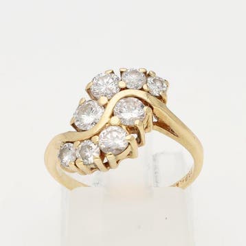 Ring - 14 karaat Geel goud - 1.08ct. tw. - Diamant, Sieraden, Tassen en Uiterlijk, Ringen, Nieuw