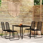 vidaXL 5-delige Tuinset zwart, 4 zitplaatsen, Verzenden, Nieuw, Rvs