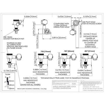 Hipshot HS6K1VEL0GS vintage guitar tuner upgrade kit, 6, Muziek en Instrumenten, Ophalen of Verzenden, Nieuw