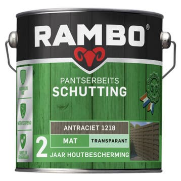 Rambo Pantserbeits Schutting Mat Transparant Antraciet 2.5L, Minder dan 5 liter, Verzenden, Nieuw, Beits