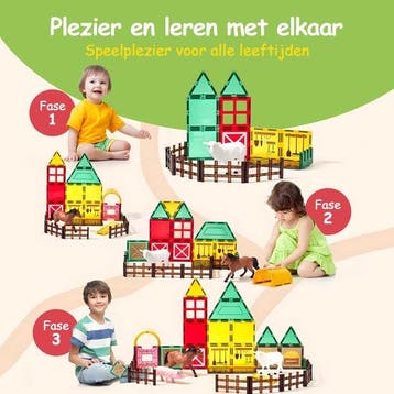 Magnetic Tiles - Speelgoed - 80 Stuks - Boerderij - Magnetis, Verzenden, Zo goed als nieuw