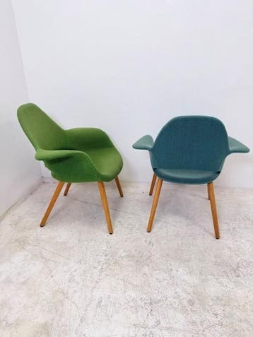 Vitra Organic design chair fauteuil blauw en groen gebruikt, Vergader- of Presentatieruimte, Ophalen of Verzenden, Gebruikt, Stoel