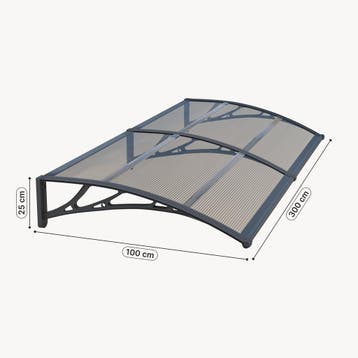 [en.casa] Deurluifel Mellerud afdak 300x100 cm zwart en brui, Verzenden, Nieuw