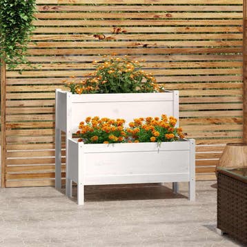 vidaXL Plantenbak 84,5x84x75 cm massief grenenhout wit, Verzenden, Nieuw, 60 tot 100 cm, 60 cm of meer